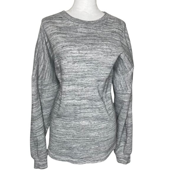 PINK Victoria's Secret Grey Bling Black Varsity Crew Sweatshirt Pullover Large - Picture 2 of 9